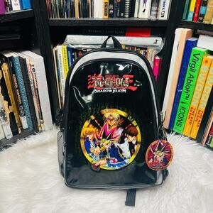 VINTAGE YU GI OH ENTER THE SHADOW REALM BACKPACK 1996 BLACK YUGIOH BOOK BAG